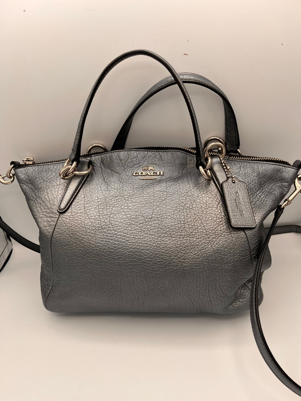 COACH Kelsey Small Leather Silver Handbag Purse